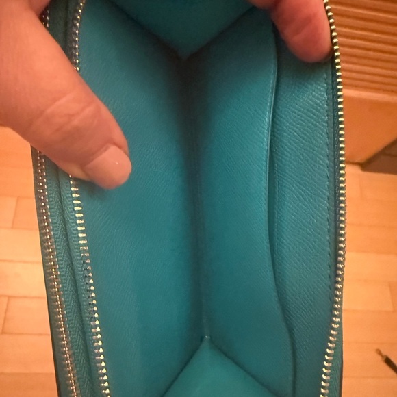 Coach Teal Leather Zip Wallet - Picture 4 of 7